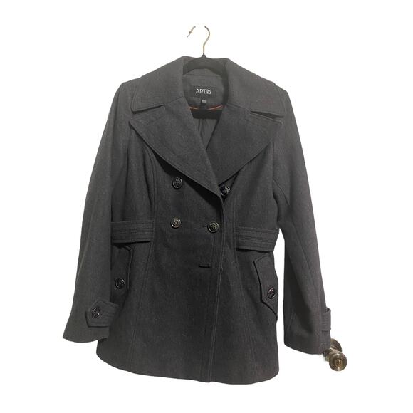 Apt 9 Peacoat Gray Size Small Collared Wool Blend - Picture 14 of 14